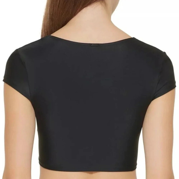 DKNY SWIM Gym Womens Cropped Beach Bikini (and Play) Top Black Size Medium NWT - Picture 3 of 12